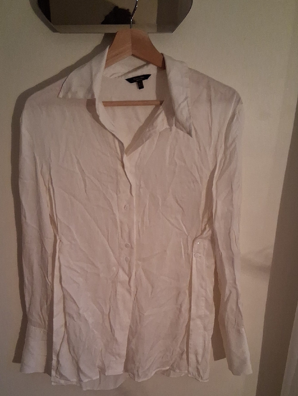 Massimo Dutti White Long-Sleeve Button Shirt With Side Buttons